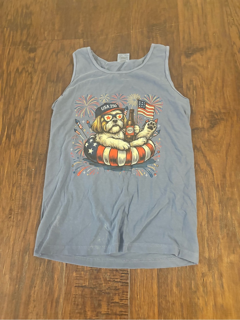 Comfort Colors Light Blue Patriotic Dog Graphic Tank Top